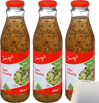 Produktbild von Jeden Tag Salat-Dressing Kräuter 3er Pack (3x500ml Flasche) + usy Block
