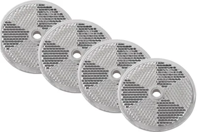 Produktbild von universal Anhänger Reflektoren weiß rund 60 mm mit Loch 5 mm E20 IA 4 Stück für Anhänger für den Einsatz am Anhänger im Straßenverkehr