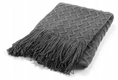 Produktbild von Douceur d'interieur Elegantes Plaid mit Fransen Grau 125x150 cm