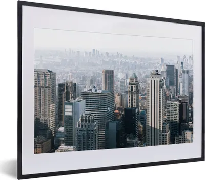 Produktbild von MuchoWow® MuchoWow® Gerahmtes Poster New York - Skyline - Nebel 40x30 cm - Poster mit zchwarzem Bilderrahmen - Bilderrahmen - Poster im Rahmen