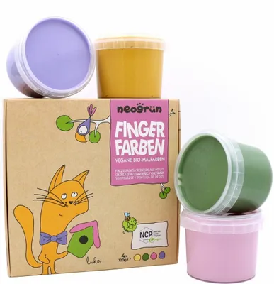 Zdjęcie produktu dla Neogrün – ekologiczne farby do malowania palcami, zestaw 4 sztuk, Luka – nowość
