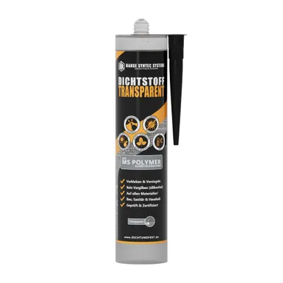 Produktbild von Dichtstoff Transparent 290ml – MS Polymer Fugendichtstoff & Kleber, unsichtbare Abdichtung für Dach, Bad & Fugen, wasserdicht, UV-beständig