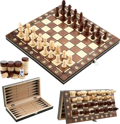 Imagen del producto de Juego de ajedrez de madera magnético 3 en 1, tablero plegable de 29 cm, ideal para niños y viajes
