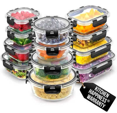12er-Set Glas-Vorratsdosen mit luftdichten Deckeln, BPA-frei