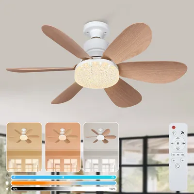 Produktbild von 40W Deckenventilator mit Beleuchtung und Fernbedienung E27 3 Farbtemperatur Dimmbar 3 Windgeschwindigkeit Lüfterleuchte, Braun