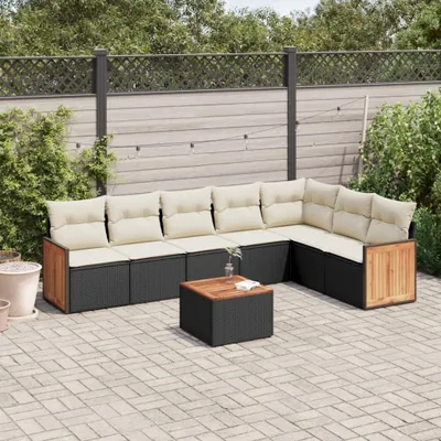 Produktbild von 8-tlg. Garten-Sofagarnitur - mit Kissen Schwarz Poly Rattan - Gartenmöbelset 3260117