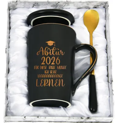 Abitur 2025 Kaffeetasse 400 ml - lustiger Spruch, Keramik, schwarz