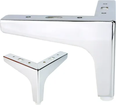 Produktbild von 4x Sofafuß Vitrinenfuß Möbelfuß Chrom 10cm – Stahl, mit Bodenschoner