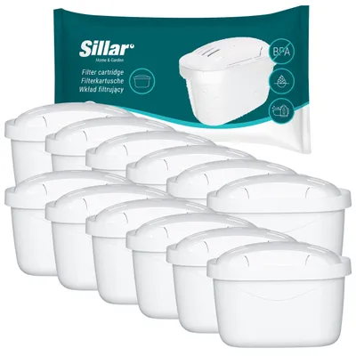 Produktbild von Sillar Wasserfilter 12er-Set – Ersatzkartuschen für Dafi, Brita, Aquaphor, Philips