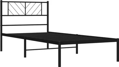 Zdjęcie produktu dla Metalowa rama łóżka z wezgłowiem, czarna, 75x190 cm