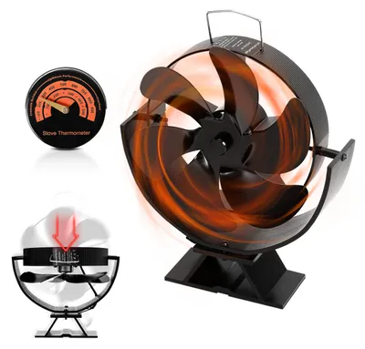 Produktbild von Ikodm Kaminofen Ventilator StoveFan Hitzebetrieben Gebläse Stromloser mit Thermometer