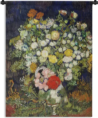 Produktbild von MuchoWow® Wandteppich Wandbehang Blumenstrauß in einer Vase - Vincent van Gogh 120x160 cm Tapisserie Dekoration Wandtuch - Wohnzimmer - Moderne