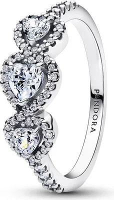 Immagine prodotto di Anello Pandora da donna con  di raggi e trilogia a forma di cuore in argento 194413C01 taglia 50