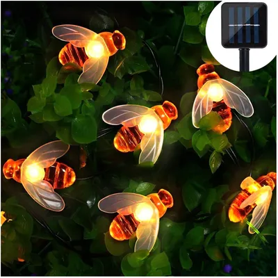 Produktbild von Solar LED Bienen Lichterkette, 40 LED Warmweiß Außen Wasserdichte lichterkette Dekorative für Garten, Party, Hochzeit, Haus,Fest Deko Beleuchtung