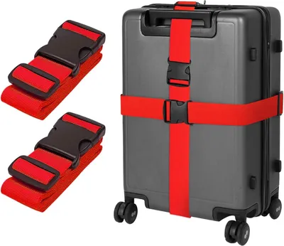 Produktbild von Gepäckriemen 195 cm, 2er Set, verstellbar, für lange Koffer, robust und langlebig