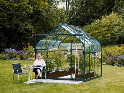 Obrázok produktu pre Vitavia "Diana 6700" skleník smaragdovo zelený 6,7 m² 3 mm tvrdené bezpečnostné sklo