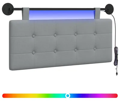 Produktbild von Hängendes Kopfteil Mit LED Licht Hellgrau Stoff