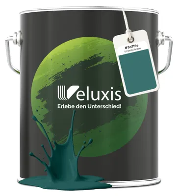 Produktbild von Wandfarbe Grün Salbeigrün Dunkelgrün Matt Innenfarbe – Deckkraft Klasse 1, VOC-frei, Ohne Grundierung, Tropfarm – 5L – Veluxis (Emerald Green)