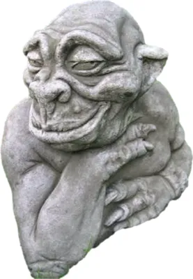 Produktbild von Goblin Kopf rechts aus Steinguss perfekt für den Garten die Terrasse oder den Vorgarten ist Frostfest Witterungsbeständig und Neu 50cm H, SU-2003
