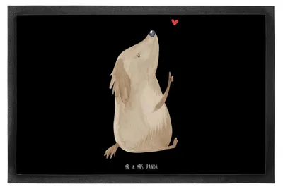 Produktbild von Mr. & Mrs. Panda Schmutzfangmatte Hund Liebe 60 x 90 cm - Schwarz - Geschenk, Fussmatte, Schuhabstreifer, Sprüche, Bodenvorleger, Sauberlaufmatte, Herz, Schmutzmatte, Süß