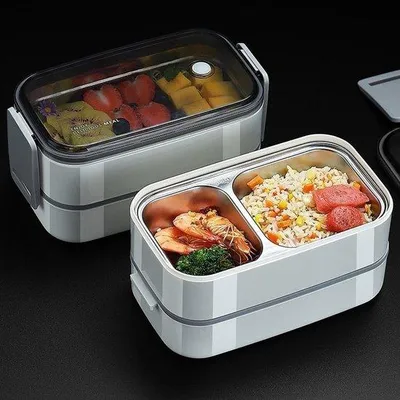 Productafbeelding van Famanu lunchbox, roestvrij staal, 0,5 liter - geschikt voor volwassenen en kinderen, draagbaar, geschikt voor de magnetron