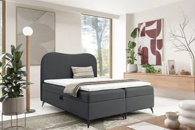 Produktbild von Boxspringbett Schlafzimmerbett BLAIR 160x200cm Stoff Now or Never Dunkelgrau