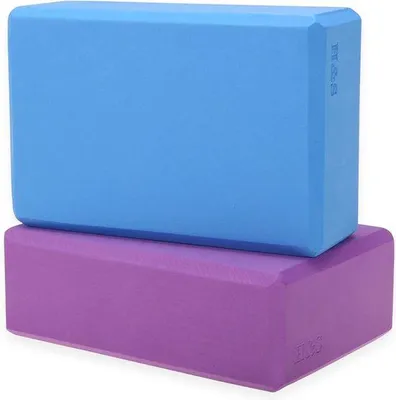 Immagine prodotto di Set di blocchi da yoga resistenti, 2 pezzi, blu e viola, in gommapiuma per fitness