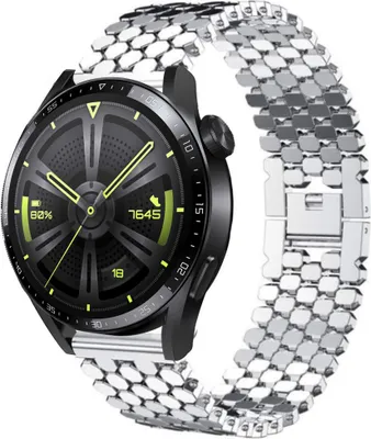 Produktbild von Strap-it Huawei Watch GT 3 46mm Stahl-fischarmband (Silber)