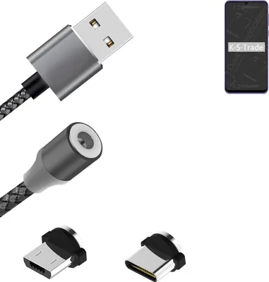Produktbild von K-S-Trade Hochwertiges Magnet-Lade-kabel Sync-Kabel Daten-Kabel für Ulefone Note 6 mit USB-Typ-C-Anschluss und Micro-USB-Anschluss 2A bis zu 480mbps