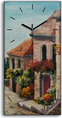 Produktbild von Wandbild Leinwand Bilder mit Uhr 30x60 Ölgemälde Stadt Himmel Gebäude Kunst - schwarze Hände