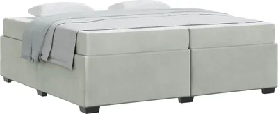 Produktbild von Bettrahmen mit Matratze Hellgrau 200 x 200 cm Stoff