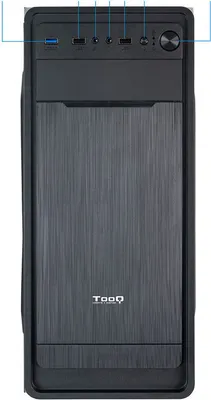 Produktbild von TooQ TQC-5701U3C-B, Midi Tower, PC, Schwarz, ATX, micro ATX, Mini-ITX, Stahl, 15 cm