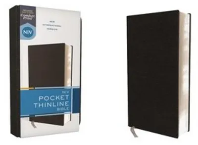 Obrázok produktu pre Niv, Pocket Thinline Bible, Bonded Leather, Black, Red Letter, Comfort Print
