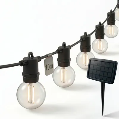 Image de Guirlande lumineuse Calex Vista Solar, 10 m, 20 ampoules, lumière blanc chaud, guirlande de Noël, étanche, avec télécommande