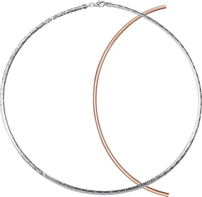 Produktbild von MATERIA Damen Halskette Collier Rosegold 2in1 - 925 Silber Tonda Kette Halsreif 45cm rhodiniert vergoldet + Etui CO-19