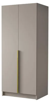 Produktbild von MIRJAN24 Kleiderschrank Bono I, Schlafzimmer, Drehtürenschrank, mit Kleiderstange, Modern, Garderobenschrank, Metallgriffe (Farbe: Cashmere / Cashmere + Gold)