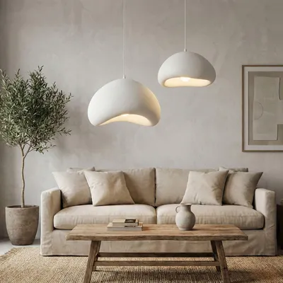 Immagine prodotto di Opviq, lampadario di alta qualità, struttura in metallo, calotta in fibra di vetro, 42x40x28 cm e 50x44x30 cm, altezza regolabile da 55 a 116 cm, 2xE27, IP20, design elegante e moderno in bianco.