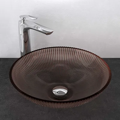 A modern bathroom sink and faucet set.