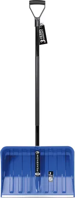 Produktbild von FORTENA Große Schneeschieber 55 cm - Schneeschaufel mit leichtem Stahlstiel Blau - Kunststoff Schneeräumer mit Aluprofilkante