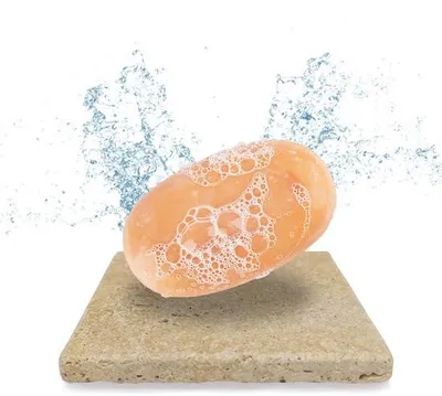 Zdjęcie produktu dla Miska na mydło z naturalnego kamienia, 10 x 10 cm, brązowa, antypoślizgowa