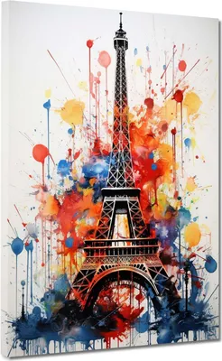 Produktbild von Eiffelturm Pop Art Splash Leinwandbild Wandbild Kunstdruck XL Deko: 105x140x4cm