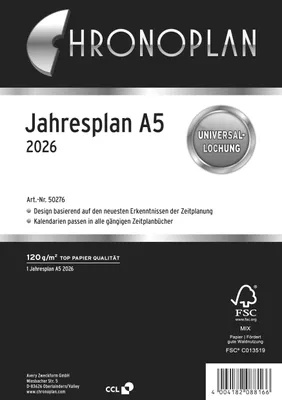 Obrázek produktu pro CHRONOPLAN 50276 CHRONOPLAN Roční plán 2026, DIN A5