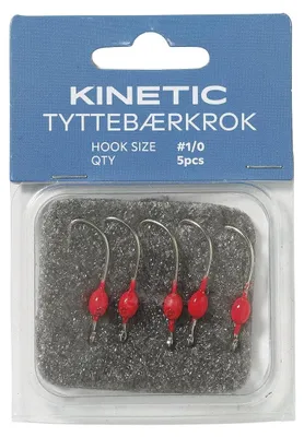 Produktbild von Kinetic Tyttebærkrok #1/0 Red - 5 Makrelenhaken