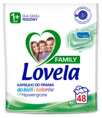 Produktbild von 013951 Lovela Family Universal-Waschmittelkapseln 48 Stück.