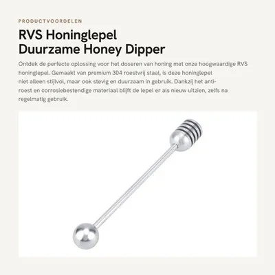 Produktbild von Honigschöpfer aus Edelstahl - Honiglöffel aus Holz - Honiglöffel - Messlöffel - Rostfrei - 15,5 cm