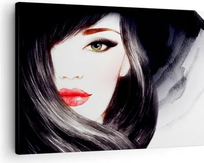 Produktbild von Bild auf Leinwand - Leinwandbild - Frau Gesicht - 70x50cm - Wand Bild - Wanddeko - Wandbilder - Leinwanddruck - Bilder - Kunstdruck - Wanddekoration - Leinwand bilder - Wandkunst - AA70x50-3779