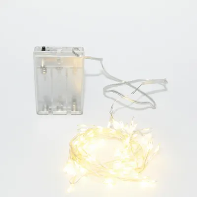 Produktbild von LED Cluster Lichterkette 100 LEDs 1 m Silberdraht warmweiß Batterie