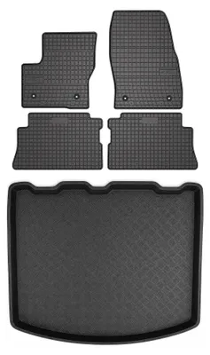 Produktbild von Gummimatten + Kofferraumwanne für Ford Kuga MK2 2013-2019 (Standard-Kofferraum) – Schwarz, passgenau – Wielganizator SolidPRO