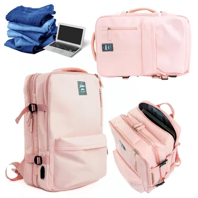 Obrázek produktu pro Cestovní batoh do letadla 40x20x25 cm pro Ryanair, Wizzair, Lufthansa, LOT, Solier FV06, Růžový
