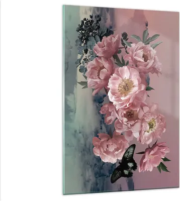 Produktbild von Bilder auf glas - Einteilig - Blumen Schmetterling Wolken - 80x120cm - Glasbilder - Wandbilder - Bilder - Wanddekoration aus Glas - Glas Bilder - Wandbild auf Glas - GPA80x120-4881